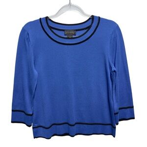 Investments Silky Rayon Knit Contrast Trim Sweater
